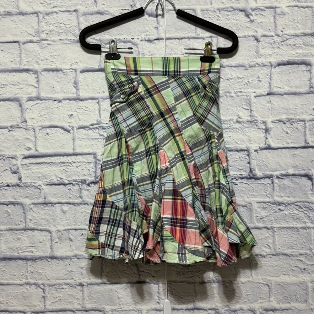 Vintage Ralph Lauren Blue Label Classic Patchwork Plaid Maxi Skirt size 6X